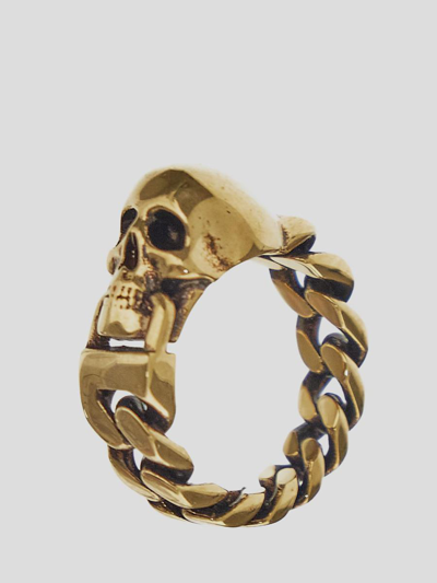 Shop Alexander Mcqueen Chain Ring In Golden