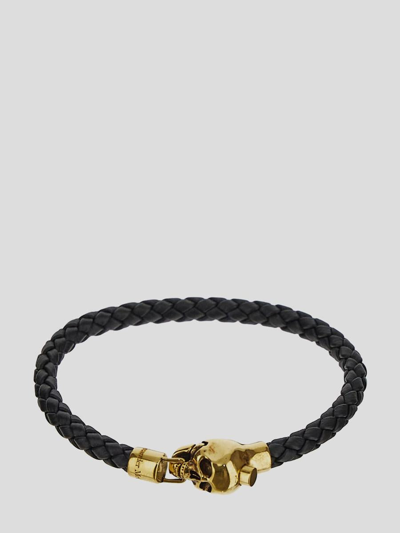 Shop Alexander Mcqueen Leather Bracelet In Black