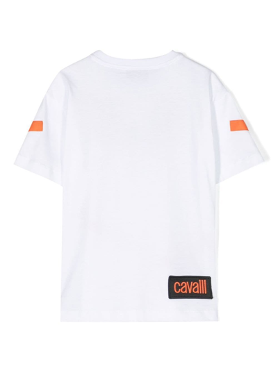 Shop Roberto Cavalli Junior Graphic-print Cotton T-shirt In White