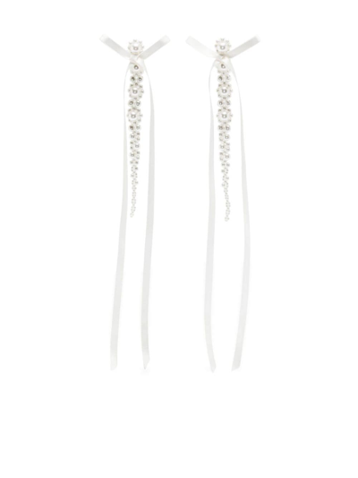 Shop Simone Rocha Bow-ribbon Drip Earrings In White