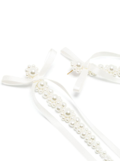 Shop Simone Rocha Bow-ribbon Drip Earrings In White