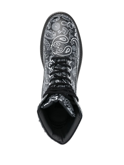 Shop Philipp Plein Paisley-print Leather Ankle Boots In Black