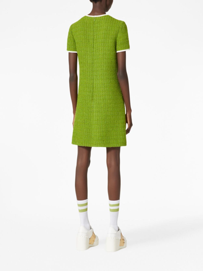 Shop Valentino Vgold Tweed Minidress In Green