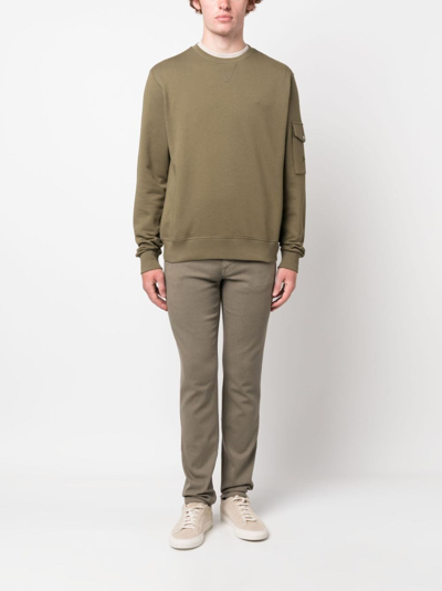 Shop Herno Crew-neck Cotton Sweatshirt In Green