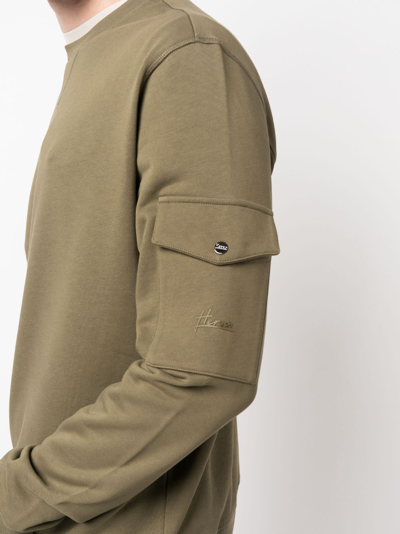Herno Sleeve Patch-pocket Cotton Sweatshirt In Green