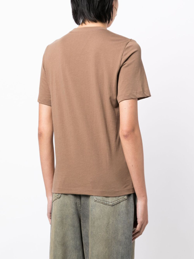 Shop Jnby Appliqué-detail Cotton T-shirt In Brown