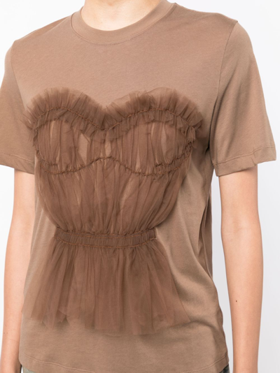 Shop Jnby Appliqué-detail Cotton T-shirt In Brown