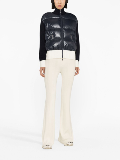 Shop Moncler Cropped Puffer Jacket In Blue