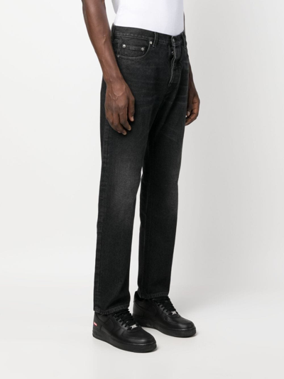 Shop Off-white Arr Tab Logo-patch Tapered Jeans In Grey