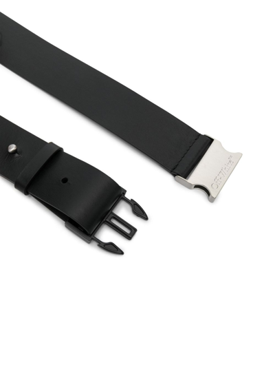Shop Off-white Off Tuc Logo-engraved Leather Belt In Black