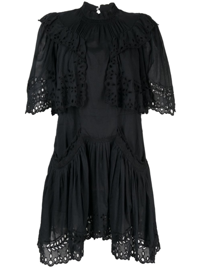 Shop Marant Etoile Kayene Broderie-anglaise Cotton Dress In Black