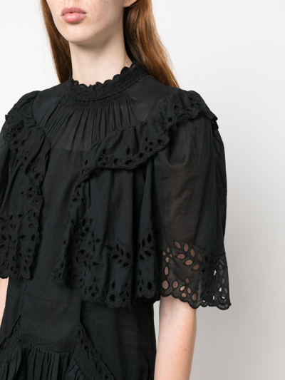 Shop Marant Etoile Kayene Broderie-anglaise Cotton Dress In Black