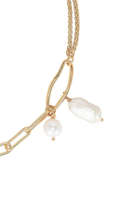 Shop By Adina Eden Pearl And Chain Toggle Necklace In Gold