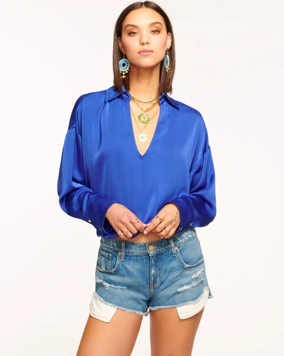 Shop Ramy Brook Perry V-neck Top In Cabana Blue