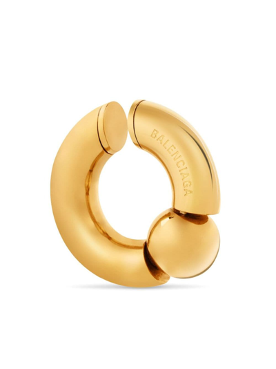 Shop Balenciaga Logo-engraved Ear Cuff In Gold