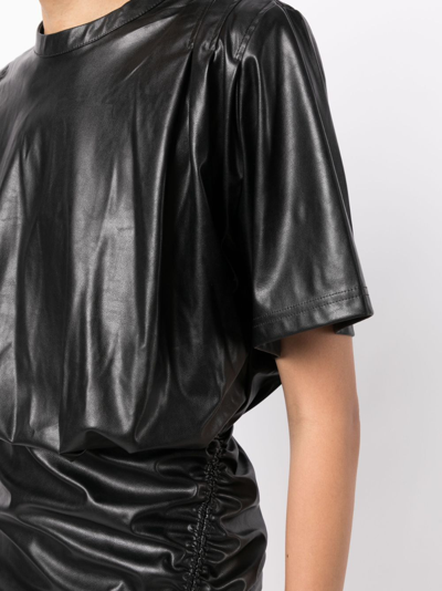 Isabel Marant Étoile Balesi Ruched Faux Leather Mini Dress In Black