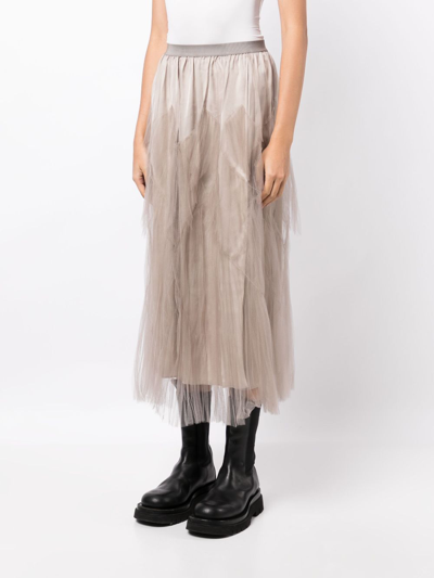 Shop Jnby Tulle High-waist Skirt In Braun