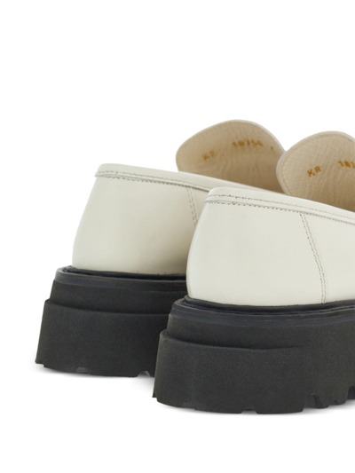 Shop Ferragamo Gancini-plaque Leather Loafers In White