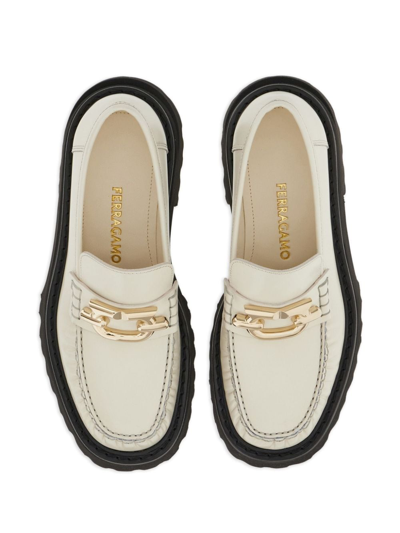 Ferragamo Gancini Loafer In White