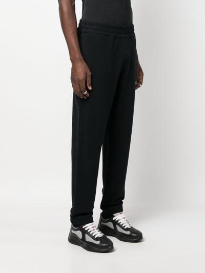 Zegna Cotton Track-pants With Elasticated Ankle Cuffs In Blue