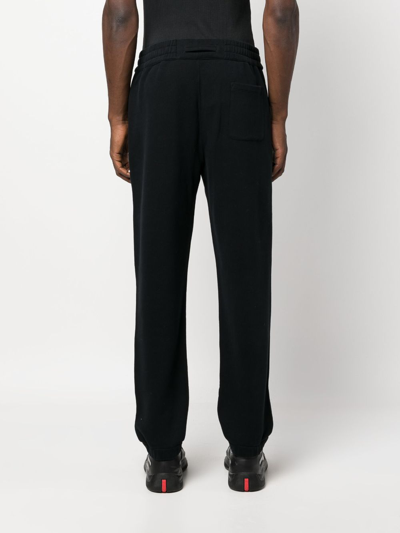 Zegna Cotton Track-pants With Elasticated Ankle Cuffs In Blue