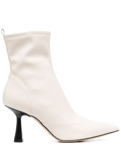 Shop Michael Michael Kors 80mm Pointed-toe Leather Boots In Nude