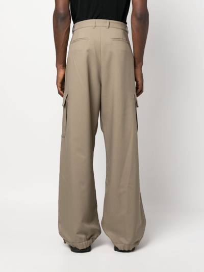 Shop Off-white Ow Emb Drill Wide-leg Cargo Trousers In Nude