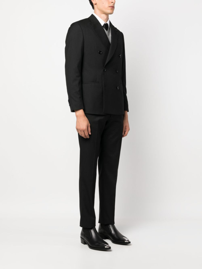 Shop Lardini Slim-fit Double-breasted Suit In Schwarz
