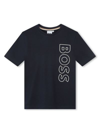 Shop Bosswear Logo-print Cotton T-shirt In Blau