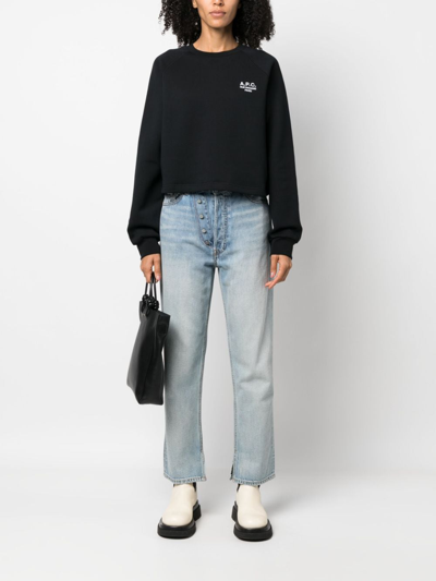 Apc A.p.c. Logo Embroidered Crewneck Sweatshirt In Black