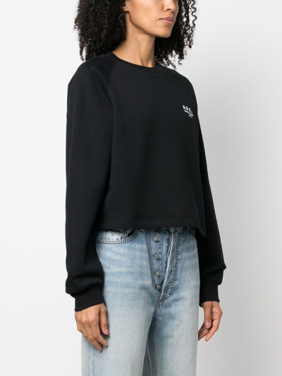 Apc A.p.c. Logo Embroidered Crewneck Sweatshirt In Black