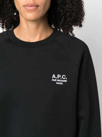 Apc A.p.c. Logo Embroidered Crewneck Sweatshirt In Black