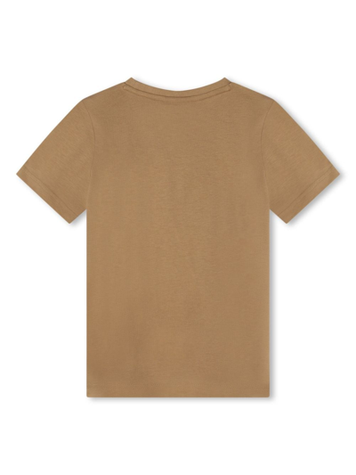 Shop Bosswear Logo-print Cottom T-shirt In Braun