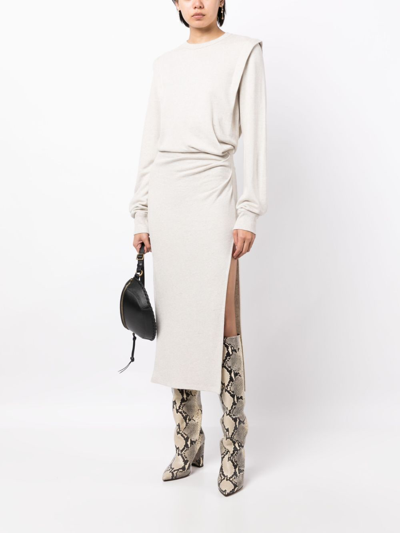 Shop Marant Etoile Mafalda Long-sleeve Maxi Dress In Nude