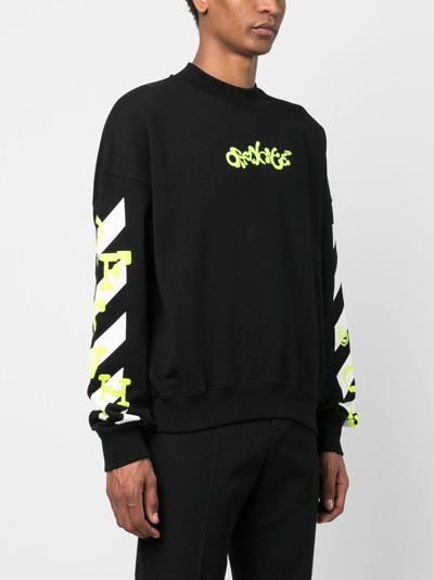 Shop Off-white Opposite Arrow Cotton Sweatshirt In 1050 Black Lime