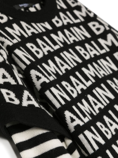 Shop Balmain Logo-print Layered Jumper In Schwarz