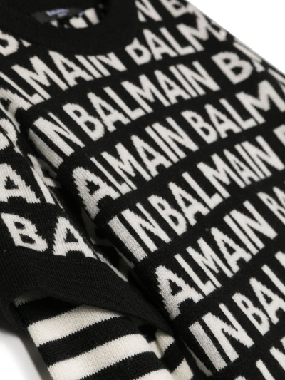 Balmain Logo-print Layered Jumper In Schwarz