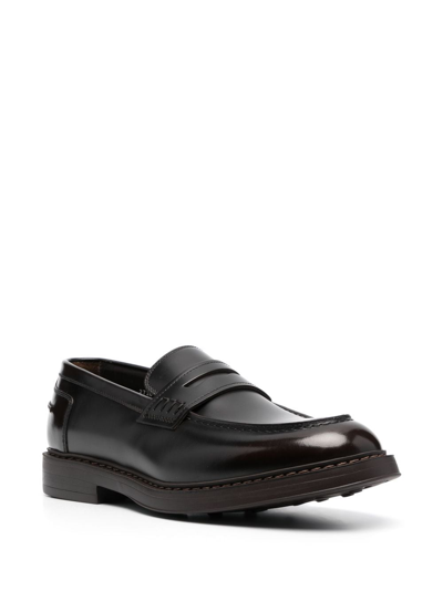 Shop Doucal's Penny-slot Leather Loafers In Braun