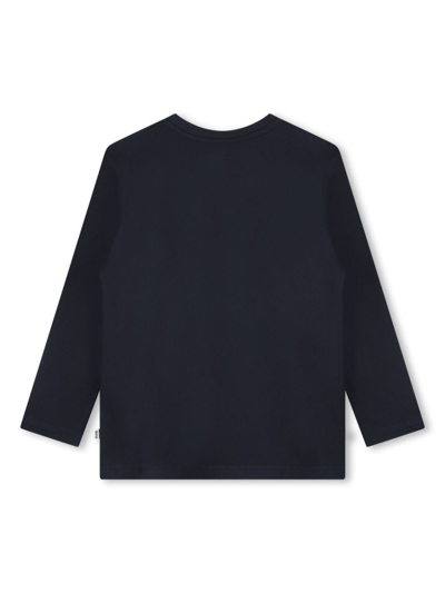 Shop Bosswear Logo-print Long-sleeve T-shirt In Blau