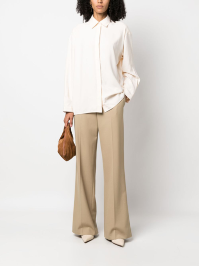 Shop Apc Button-up Silk Shirt In Nude