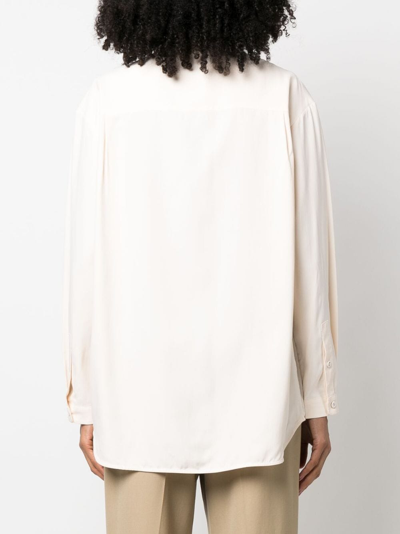 Shop Apc Button-up Silk Shirt In Nude