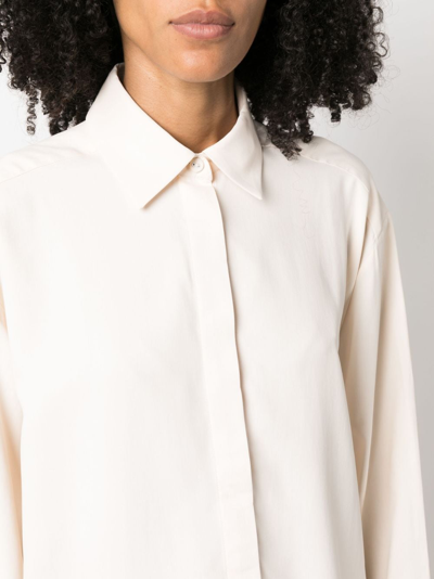 Shop Apc Button-up Silk Shirt In Nude