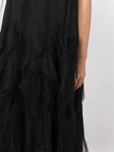Jnby Tulle-overlay Midi Dress In Schwarz