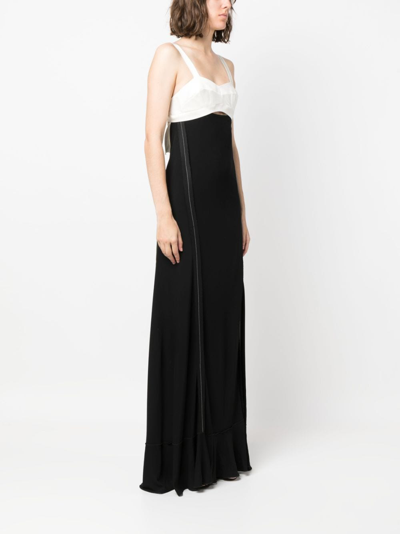 Victoria Beckham Cutout Two-tone Satin And Crepe Maxi Dress In Black