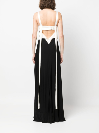 Victoria Beckham Cutout Two-tone Satin And Crepe Maxi Dress In Black