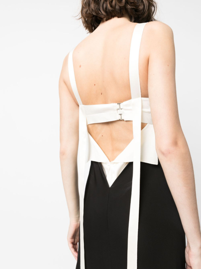Victoria Beckham Cutout Two-tone Satin And Crepe Maxi Dress In Black