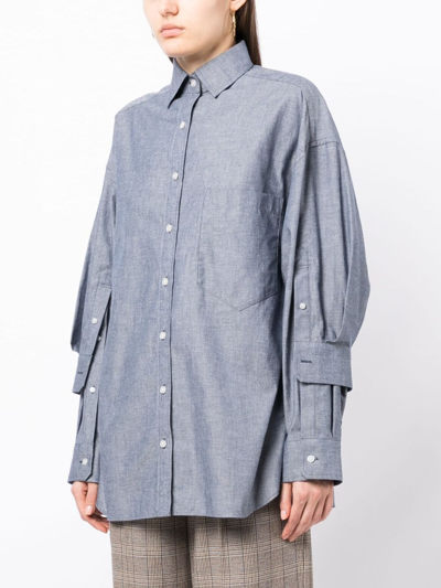 Shop Kolor Layered Cotton Shirt In Blue