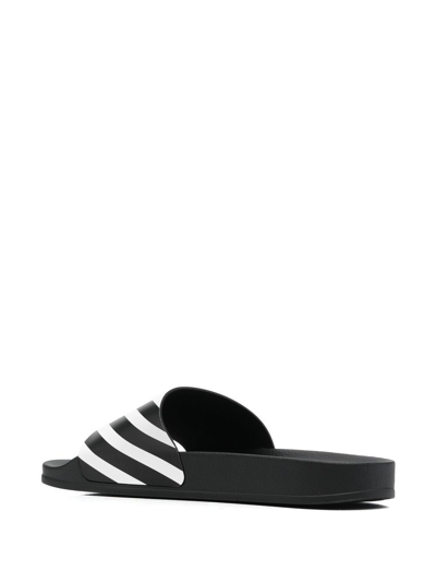 Shop Off-white Diag-stripe Moulded Slides In Black