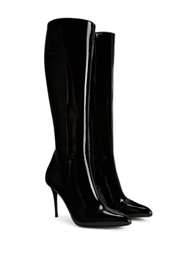 Giuseppe Zanotti Brytta 90mm Patent Leather Boots In Schwarz