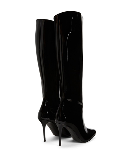 Giuseppe Zanotti Brytta 90mm Patent Leather Boots In Schwarz